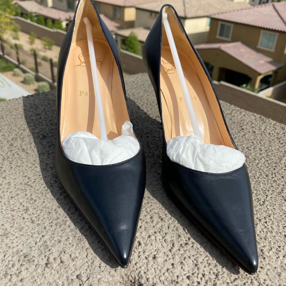 New Condition Christian Louboutin Clare 80 MM Pump in Black Nappa